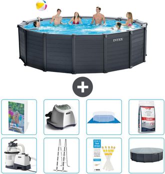 Intex Piscina Graphite Panel Redonda - 478x124 Cm - 9-piezas S649