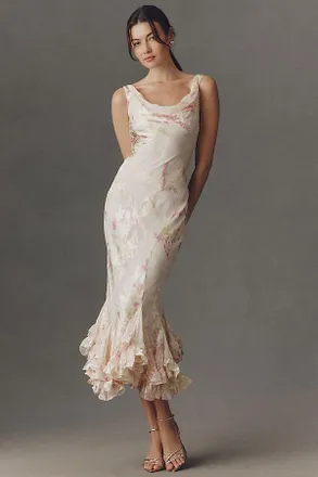 Reformation Evanthe Burnout Floral Printed Maxi Dress