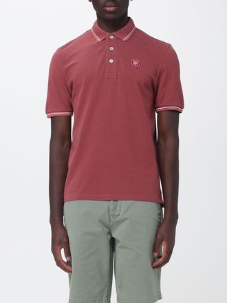 Blauer Polo in cotone con stemma