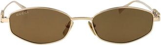 Gucci Sunglasses, female, Yellow, Size: 55 MM Oval Sunglasses