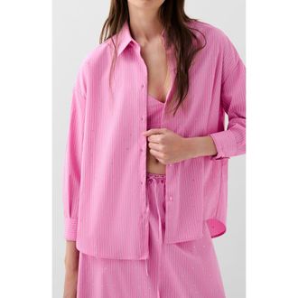 Scalpers Strass Set Shirt in Pinkstripes at Nordstrom, Size Medium Eu