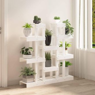Berkfield Home Plant Stand White 104.5x25x109.5 cm Solid Wood Pine