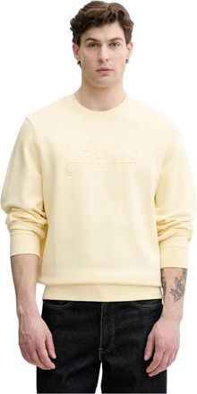 Guess Hoodies & sweatvesten, Heren, Geel, M, Katoen, Textured Logo Sweatshirt