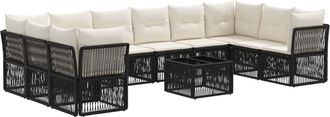 vidaXL Conjunto De Sof&aacute;s De Jard&iacute;n 11 Uds. Negro Rat&aacute;n Sint&eacute;tico Vidaxl