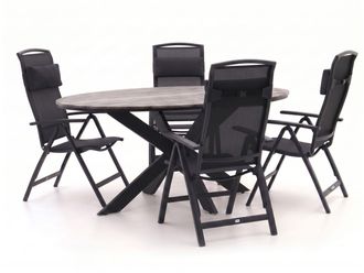 Forza Furniture Forza Capri/Fidenza ovaal 180cm dining tuinset 5-delig verstelbaar