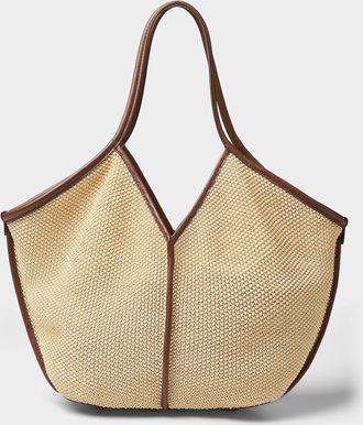 Hereu Womens Calella raffia and leather tote bag