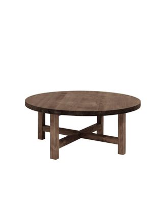 Deco Wood Mesa de centro redonda de madera maciza acabado nogal de &oslash;60x40cm