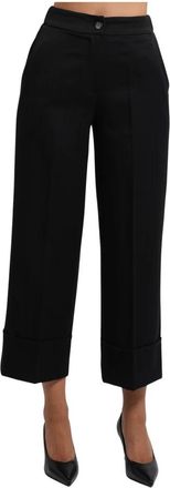 Gaud&igrave; Gaud&igrave; Cropped Broek met Maxi Manchet - Dames - Vrijetijds broeken - Zwart - XL - Broeken