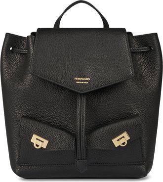 Ferragamo Pebbled Calf Leather Structured Backpack