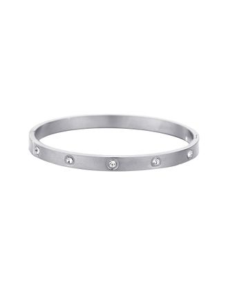 Adornia Adornia Silver Plated Stainless Steel Tarnish-Resistant Plated Crystal Eternity Cuff Bracelet