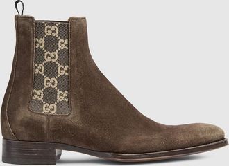 Gucci Mens Worn-out Effect Ankle Boot, Brown, Suede