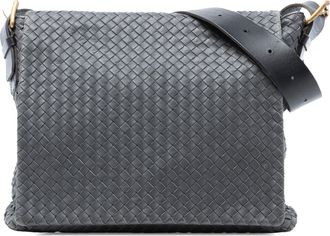 Bottega Veneta Pre-owned Womens Nappa Intrecciato Flap Crossbody - Dark Grey Leather - One Size