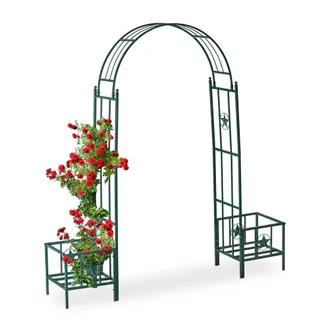 Relaxdays Relaxdays - P&eacute;rgola De Jard&iacute;n Para Maceteros, Soporte Para Trepadoras, Metal, 226 X 204 X 45 Cm, Verde