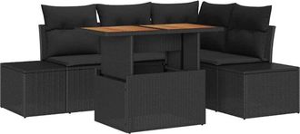 vidaXL Conjunto De Sof&aacute; De Jard&iacute;n 5 Pcs Negro Polirat&aacute;n Vidaxl