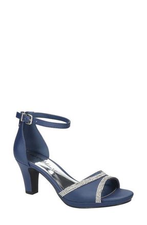 Easy Street Davina Ankle Strap Sandal in Navy Satin at Nordstrom, Size 6.5