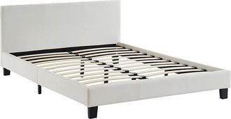 Vente-Unique Cama CORNELIUS - 140x190cm - Piel sint&eacute;tica blanca