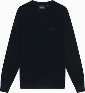 Lyle & Scott Mens Lyle & Scott Tonal Eagle Lambswool Crew Neck Jumper - Navy - Size: 38