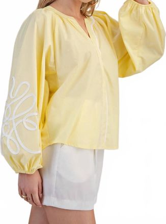 Glam Airline Long Sleeve Blouse In Butter Yellow