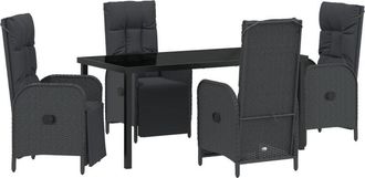 vidaXL Garden Dining Set with Cushion 5 pcs Black Poly rattan Vidaxl