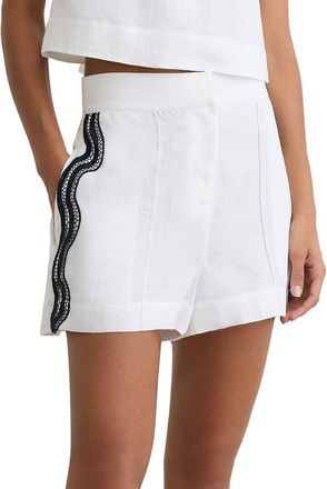 Reiss Felicity Linen Scallop Trim Short