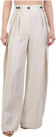Liviana Conti Broeken, Dames, Beige, L, Wijde broek