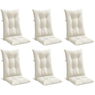 vidaXL Cojines Silla Respaldo Alto 6 Uds Tela Crema Melange 120x50x7cm Vidaxl