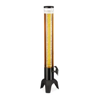 Relaxdays Torre De Cerveza Alta Con Grifo, 2,5 L, Dispensador De Bebidas Con Enfriador, Beer Tower, Transparente Y Negro - Relaxdays