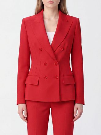 Elisabetta Franchi Double-Breasted Cr&ecirc;pe Blazer with Padded Shoulders