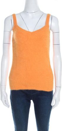 Escada Yellow Angora Rib Knit Silk Lined Fuzzy Tank Top