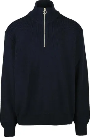 Paul & Shark Zip Turtleneck Sweater With Ribbed Texture And Silver Ring Pull