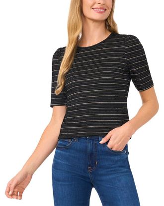 CeCe by Cynthia Steffe Ruched Elbow-Sleeve Round Neck Top