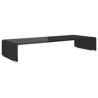 Berkfield Home TV Stand/Monitor Riser Glass Black 80x30x13 cm | Size: 80 x 30 x 13 cm