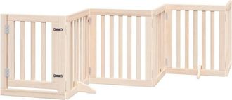 vidaXL Dog Gate with Door Foldable 12 Panels 600 cm Poplar Wood vidaXL