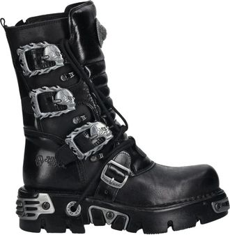 New Rock Enkellaarsjes - Dames - Veterlaarzen - Zwart - 36 EU - Schoenen