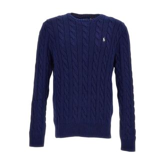 Polo Ralph Lauren Round-neck Knitwear, male, Blue, Size: XL Pullover