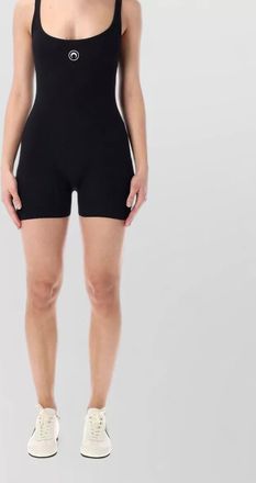 Marine Serre ribbed jersey short catsuit