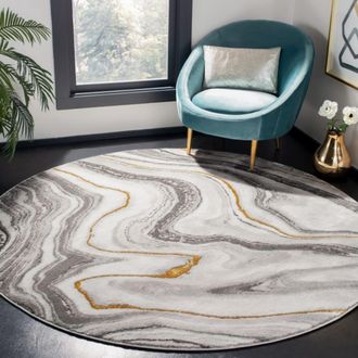 Safavieh Alfombra contempor&aacute;neo de polipropileno gris/oro, 122 x 122 cm