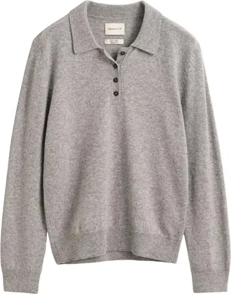 GANT Truien & Vesten, Dames, Grijs, S, Wol, Ronde hals gebreid