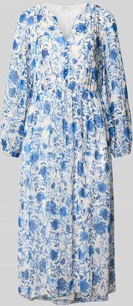 robe l&eacute;g&egrave;re Midikleid aus reiner Viskose mit floralem Allover-Print in Blau, Gr&ouml;&szlig;e 34