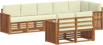 vidaXL Set Di Divani Da Esterno 8 Pz Naturale E Crema Poliestere Vidaxl