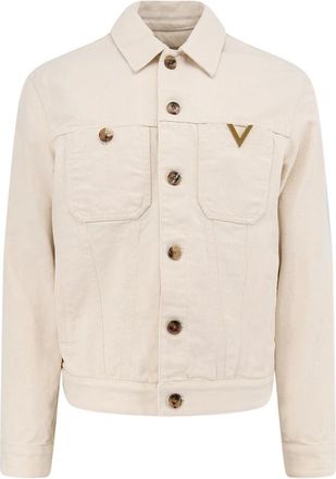 Valentino Denim Jacket - Heren - Spijkerjassen - Beige - XL - Denim - Jassen