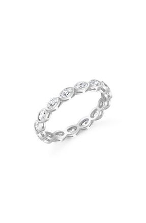 Crislu Oval Cut Cubic Zirconia Eternity Ring in Pure Platinum /Clear Stone at Nordstrom, Size 7