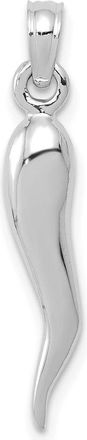 Diamond2Deal 10k White Gold Medium 3D Italian Horn Pendant