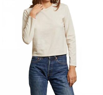 perfectwhitetee Bruce Ringspun Cotton Long Sleeve Tee In Sugar