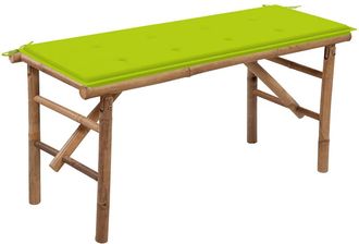 vidaXL Banco De Jard&iacute;n Plegable Con Coj&iacute;n Bamb&uacute; 118 Cm Vidaxl