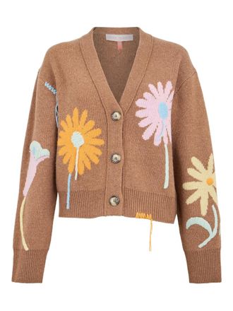 Mira Mikati floral-intarsia cardigan - Brown