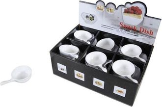 Trade Shop Trade Shop - 24pz Piatto Ciotole Cucchiaio Per Antipasti In Porcellana Aperitivo Snack 151684