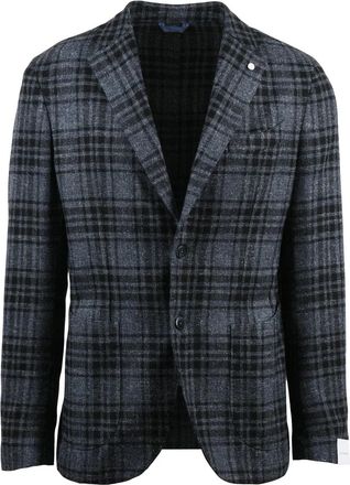 Lubiam Tailored Wool-Blend Jacket with Classic Plaid Pattern