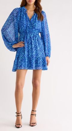 Sugarlips Madeira Metallic Abstract Print Long Sleeve Dress in Blue-Multi at Nordstrom, Size X-Small