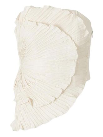 Andres Otalora Las Olas pleated top - women - Linen/Flax - 12 - Neutrals